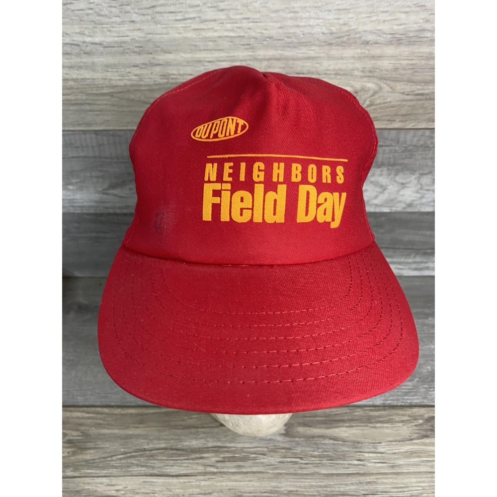 Vintage‎ DuPont Neighbors Field Day Hat Cap Snap Back Red One Size Mens 80s